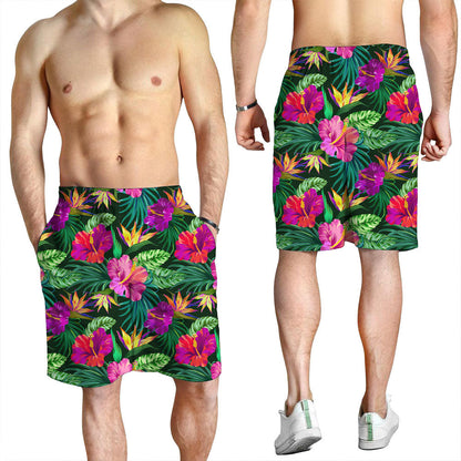 Short Hibiscus And Frangipani Flowers Abstract Men Short