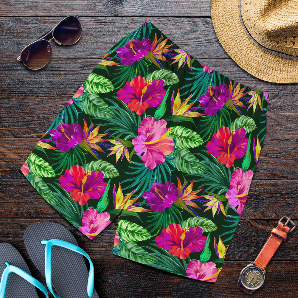 Short Hibiscus And Frangipani Flowers Abstract Men Short