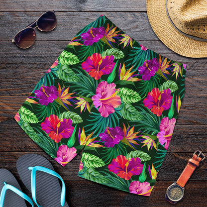 Short Hibiscus And Frangipani Flowers Abstract Men Short