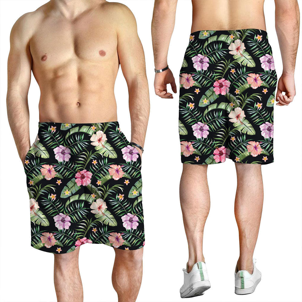 Short Vivid Hibiscus And Plumeria Men Short
