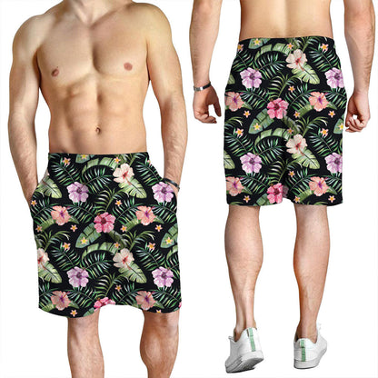 Short Vivid Hibiscus And Plumeria Men Short