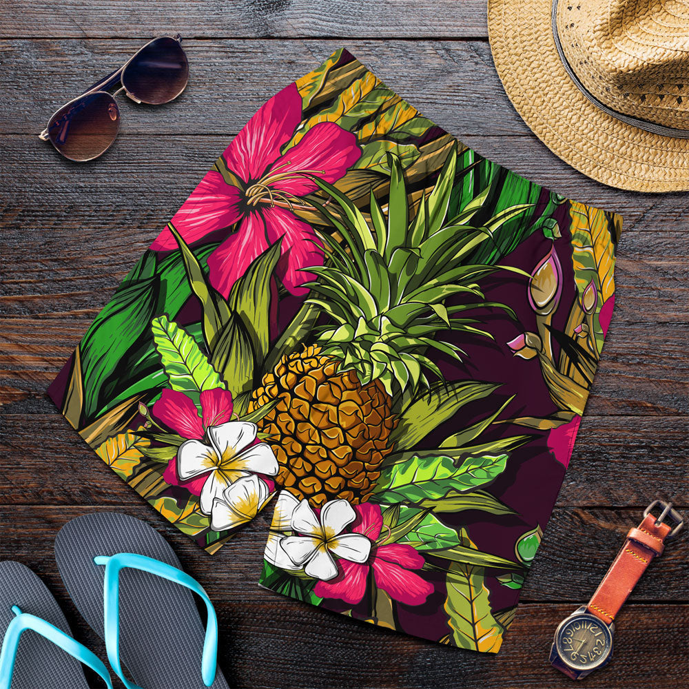Short Tropical Flowers Jungle Leaves Paradise Flower. Men Short