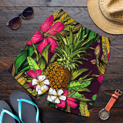 Short Tropical Flowers Jungle Leaves Paradise Flower. Men Short