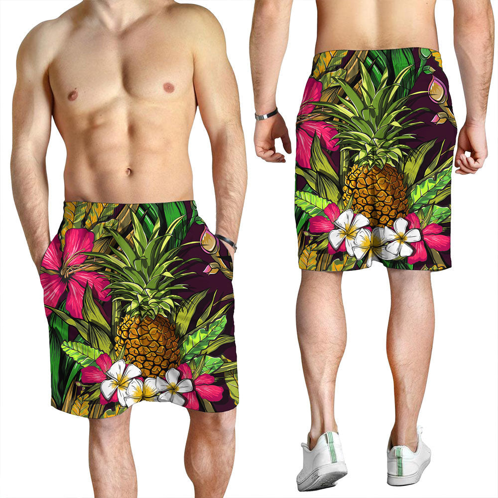 Short Tropical Flowers Jungle Leaves Paradise Flower. Men Short