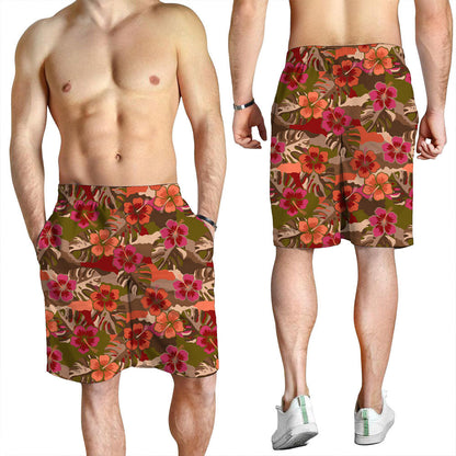 Short Hibiscus Flower With Tropical Leaf Men Short