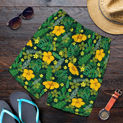 Short Yellow Flowers Palm Leaves Jungle Leaf Men Short