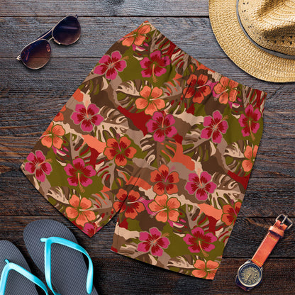 Short Hibiscus Flower With Tropical Leaf Men Short