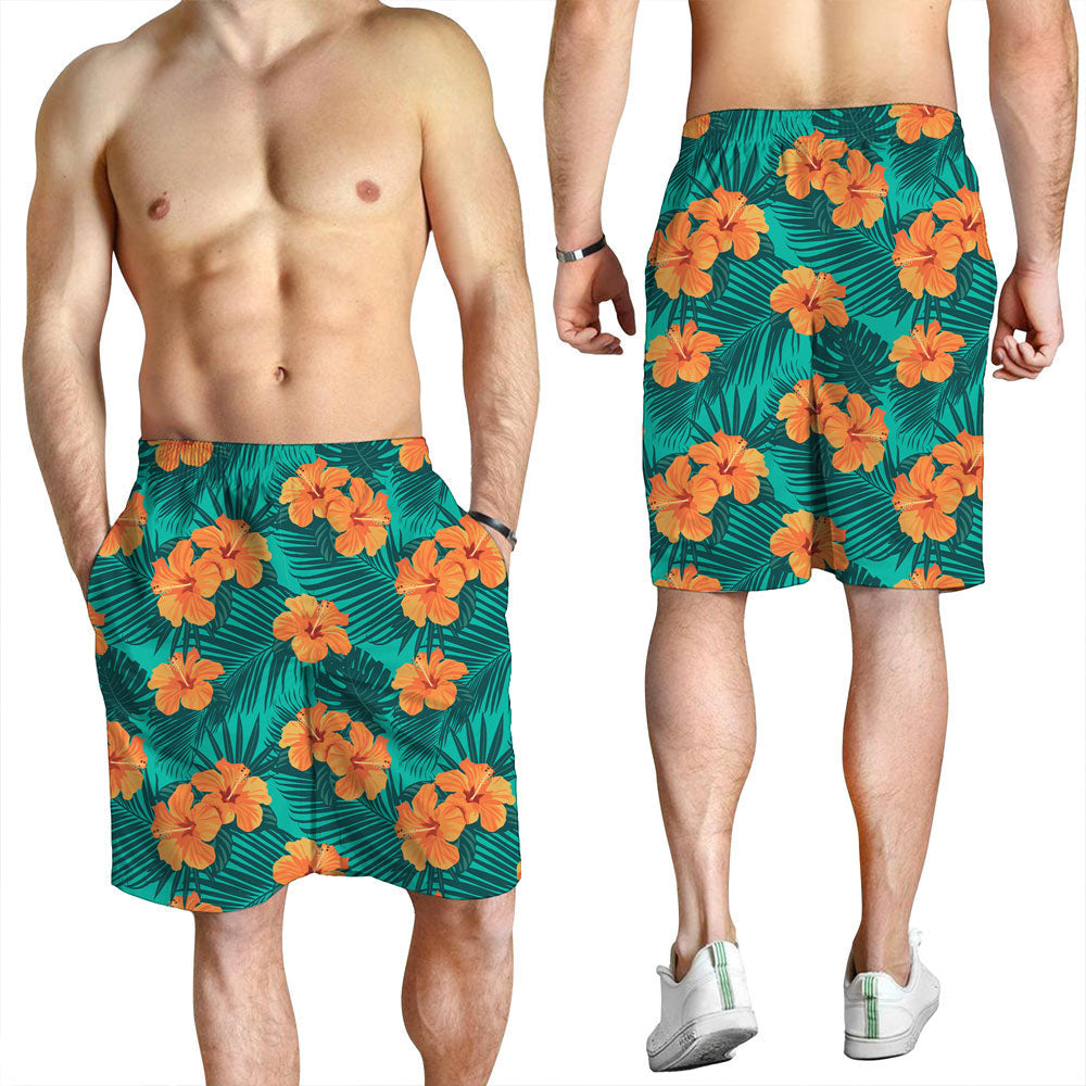 Short Tropical Flowers And Palm Leaves On Men Short