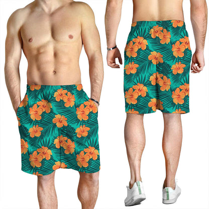 Short Tropical Flowers And Palm Leaves On Men Short