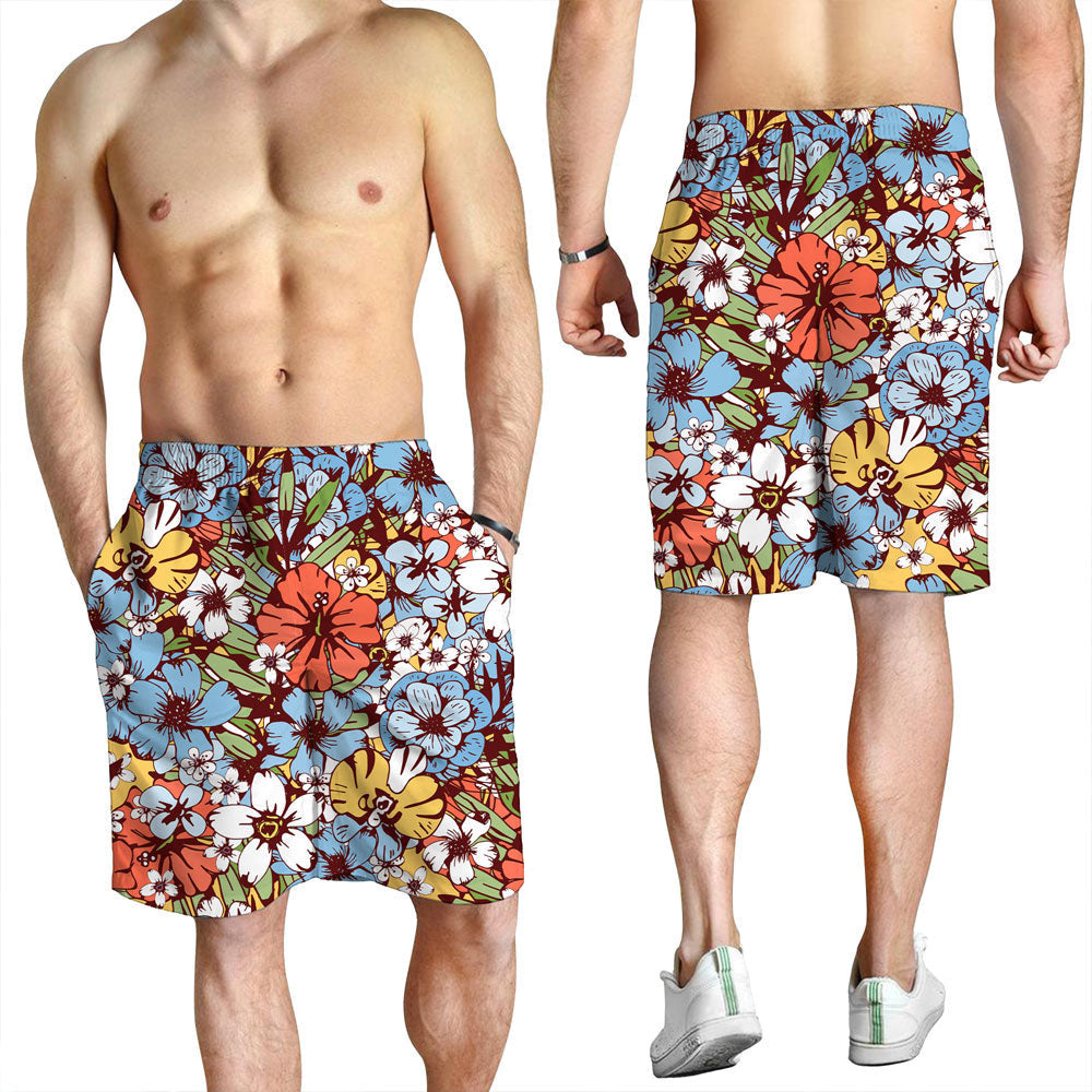 Short Tropical Seamless Flowers And Palm Leaves Men Short