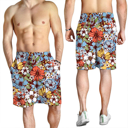 Short Tropical Seamless Flowers And Palm Leaves Men Short