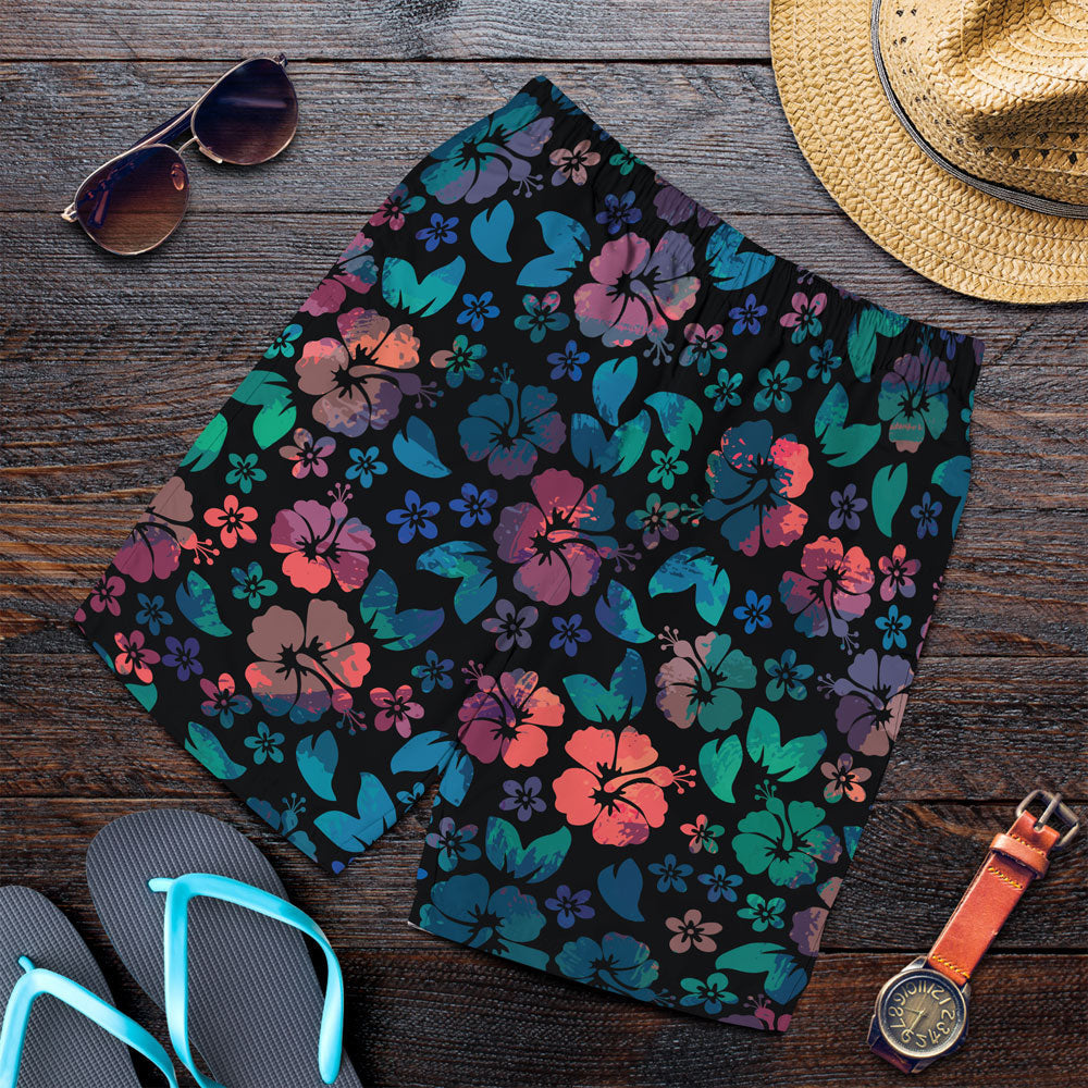 Short Hibiscus Flowers Palm Tropical Pattern Men Short