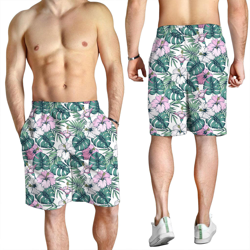 Short Hibiscus Flowers And Leaves Men Short