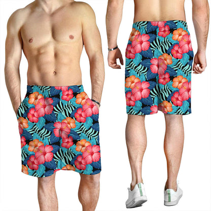 Short Tropical Plants And Hibiscus Flowers Men Short