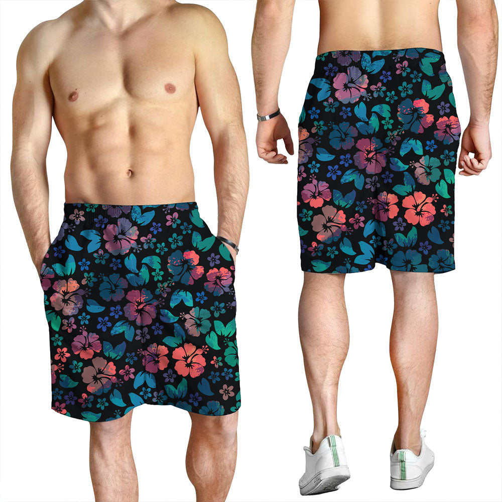 Short Hibiscus Flowers Palm Tropical Pattern Men Short