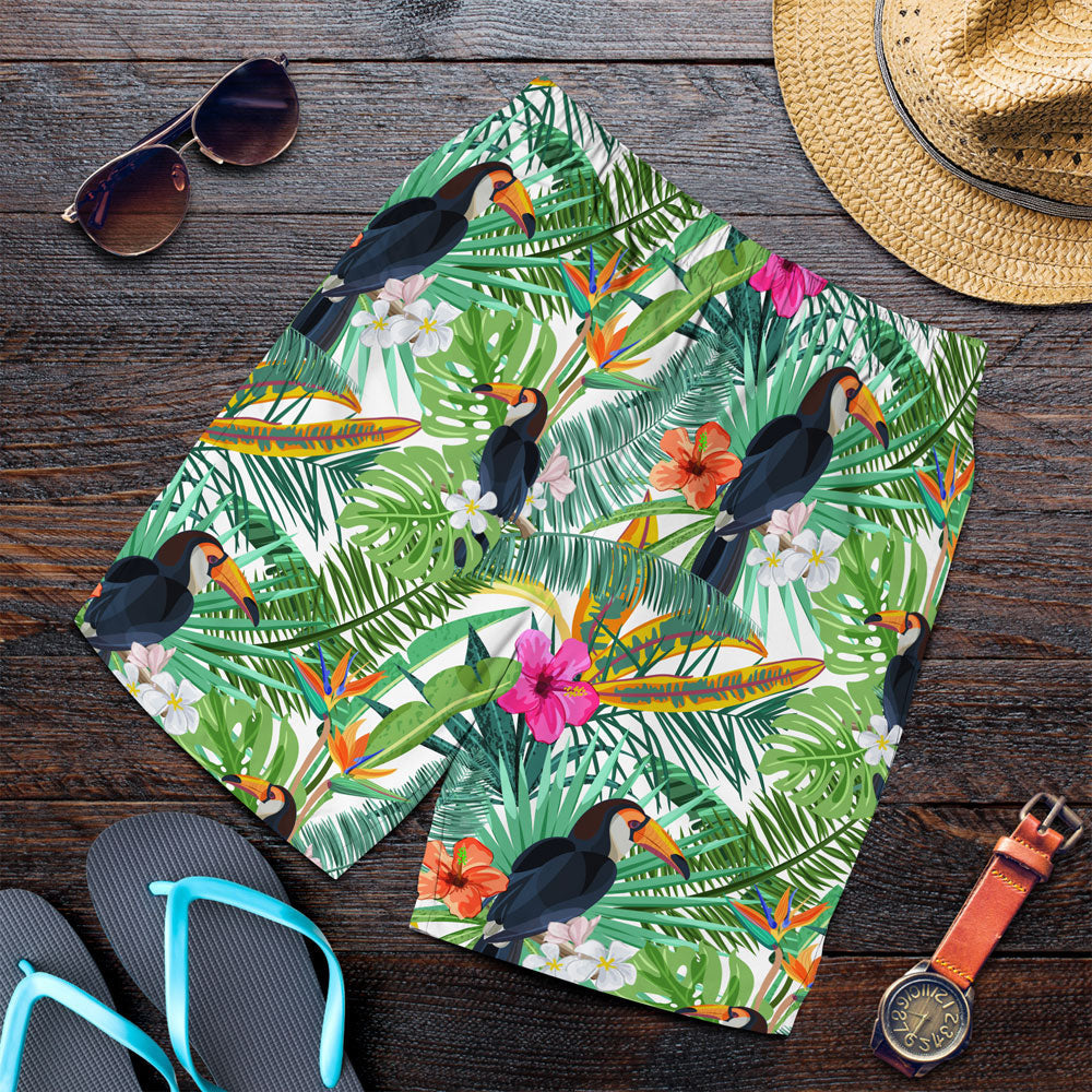 Short Hibiscus Flowers And Palm Leaves Men Short