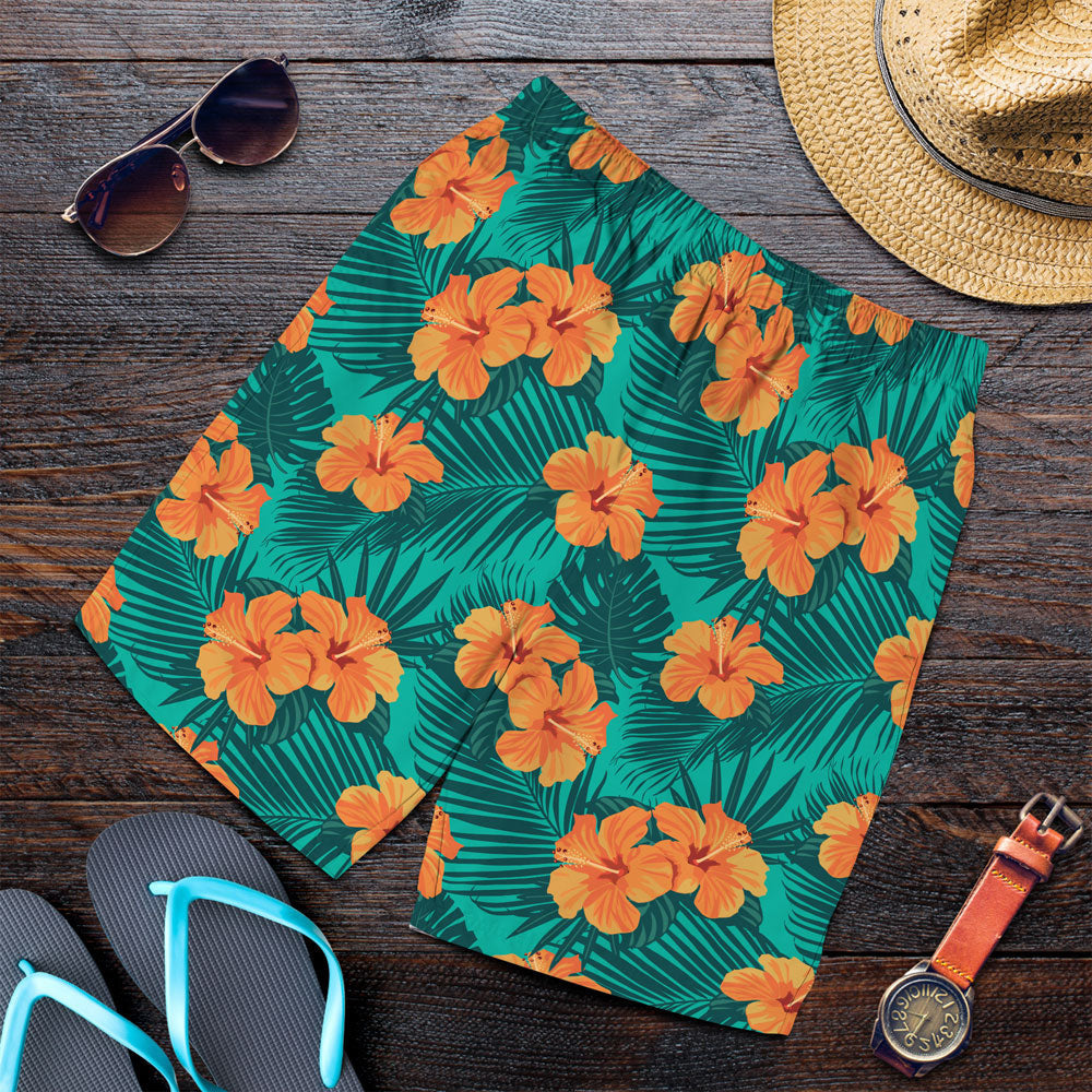 Short Tropical Flowers And Palm Leaves On Men Short