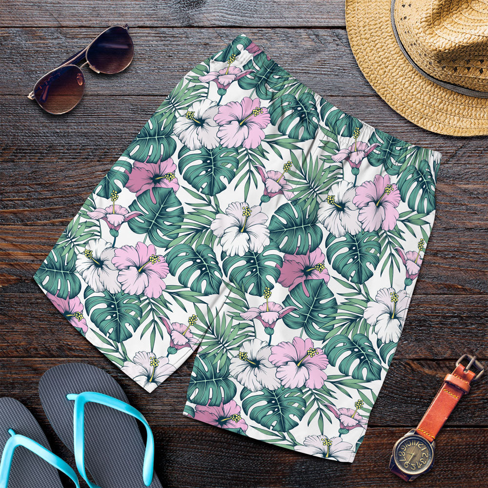 Short Hibiscus Flowers And Leaves Men Short