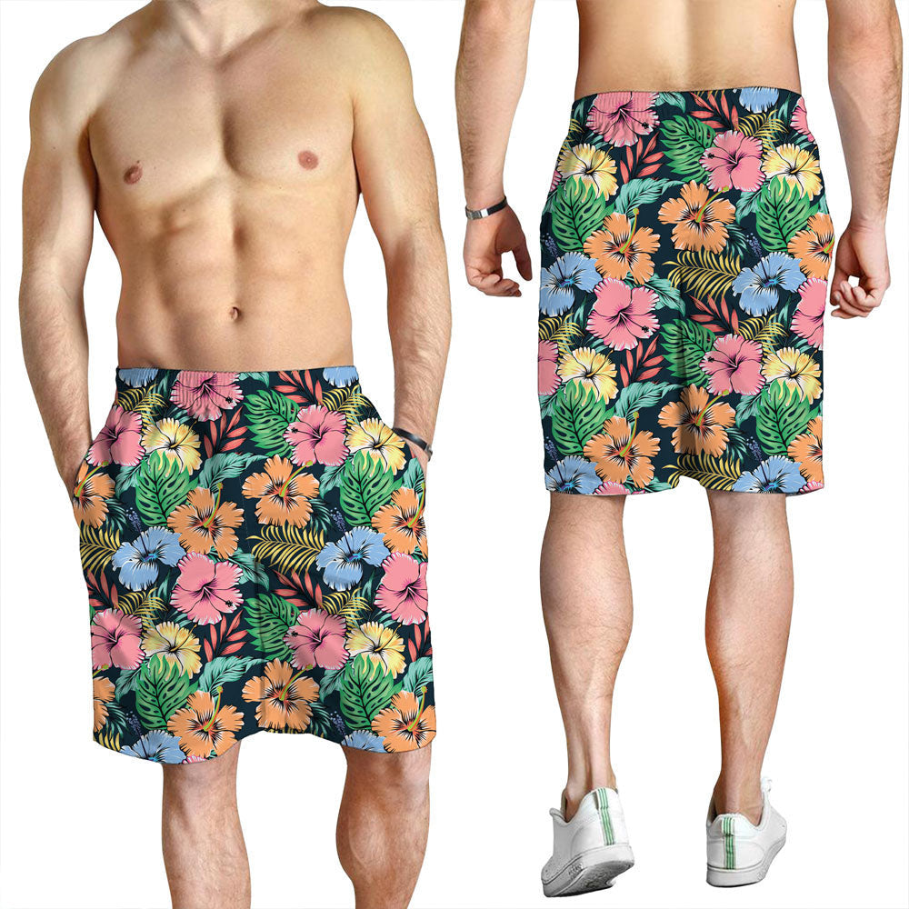 Short Hibiscus Flowers Orange Men Short