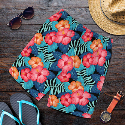 Short Tropical Plants And Hibiscus Flowers Men Short