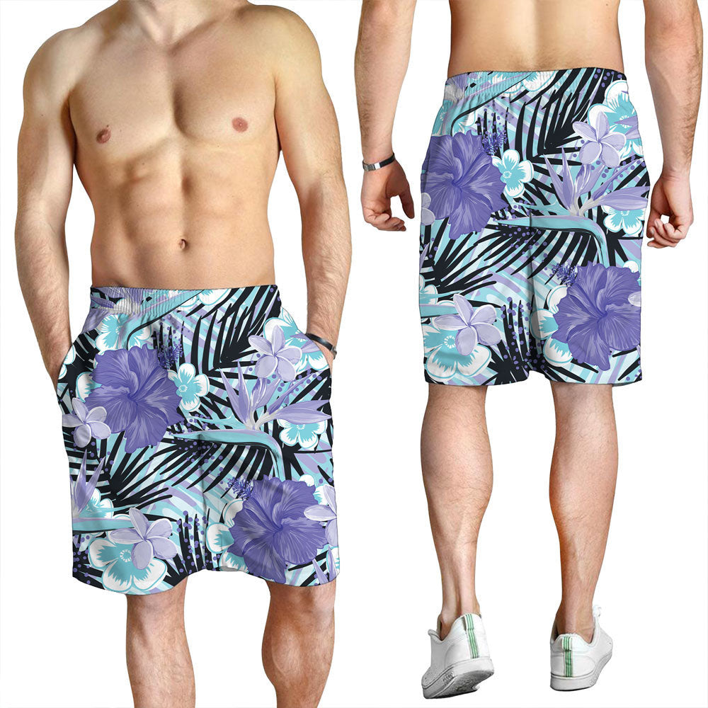 Short Tropical Hibiscus Flowers Pattern Men Short
