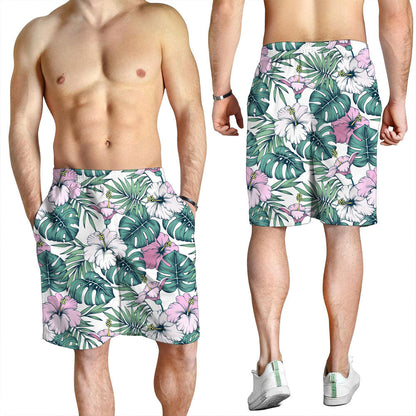 Short Hibiscus Flowers With Palm Tree Leaves Fashionable Men Short
