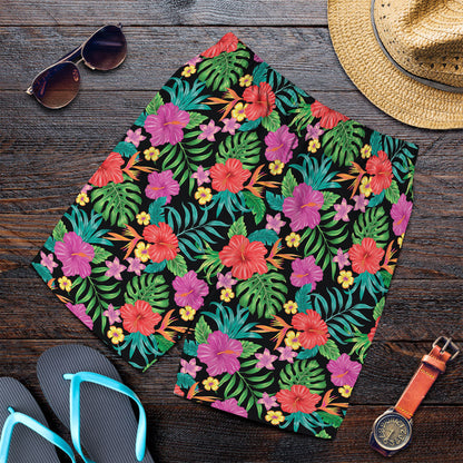 Short Hibiscus Flowers And Tropical Leaves Men Short