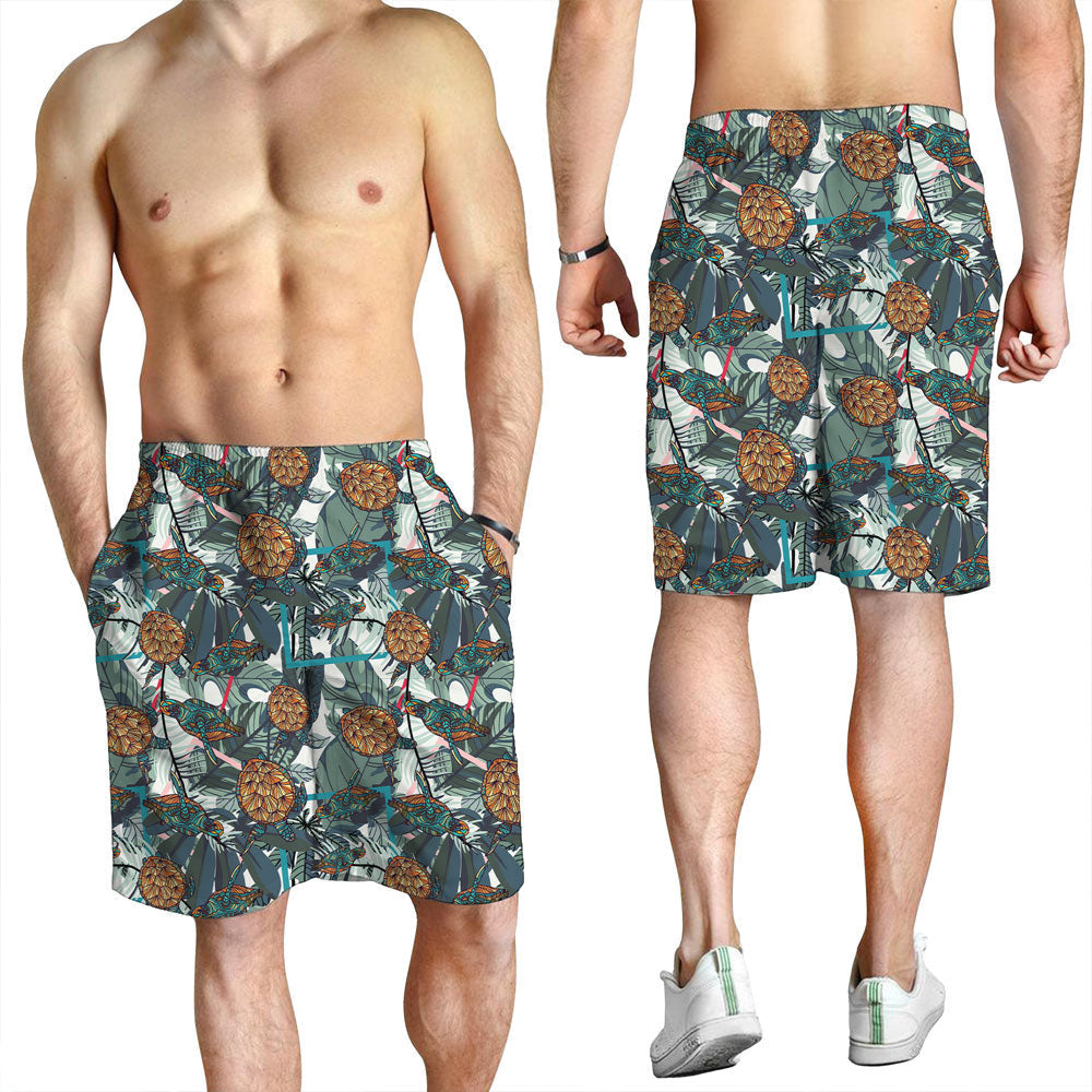 Short Tropical Palm Leaves Jungle Leaves Men Short