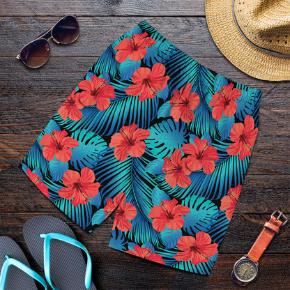 Short Tropical Flowers With Palm Leaves Men Short