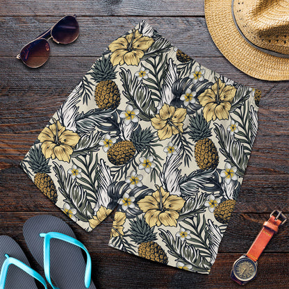 Short Pineapples Hibiscus And Frangipani Flowers Men Short