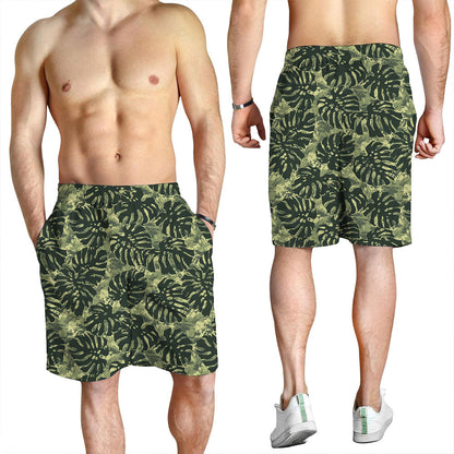Short Tropical Monstera Leaves With Camouflage Men Short