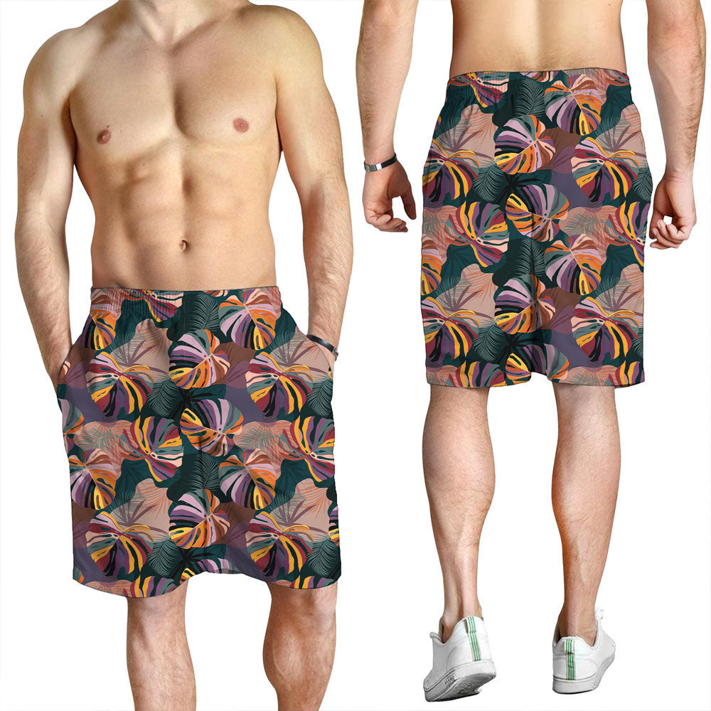 Short Tropical Monstera And Palm Leaves Men Short