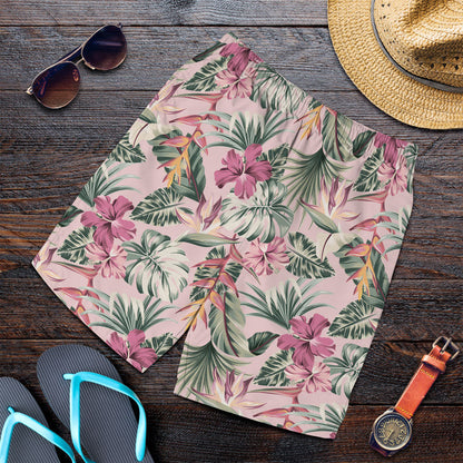 Short Hibiscus Flower And Monstera Leaf Camouflage Men Short