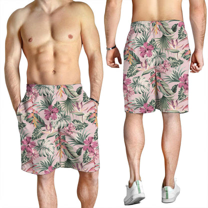 Short Hibiscus Flower And Monstera Leaf Camouflage Men Short