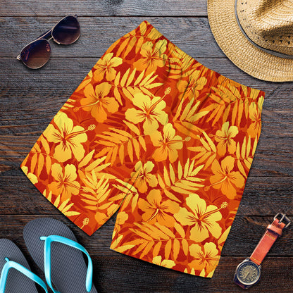 Short Orange Tropical Flowers Men Short
