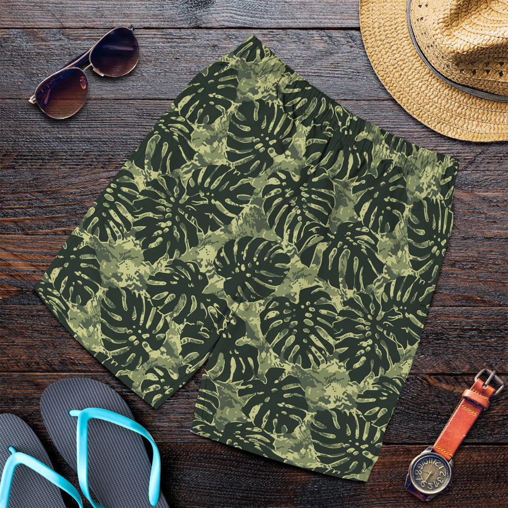 Short Tropical Monstera Leaves With Camouflage Men Short