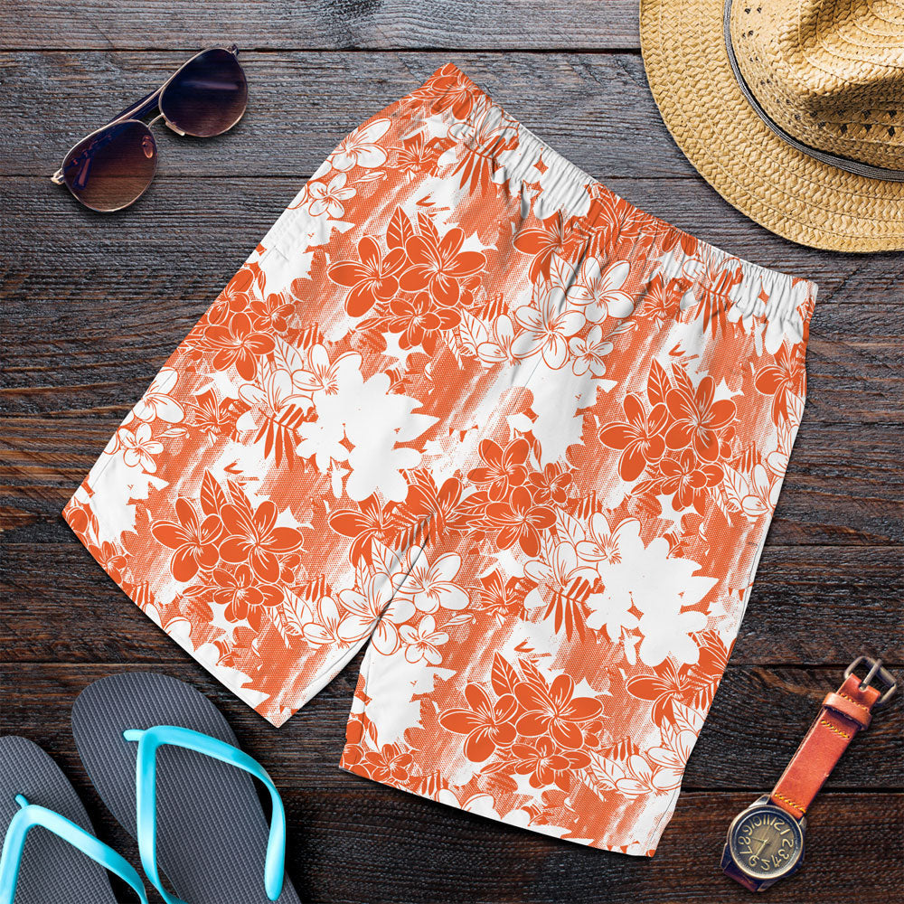 Short Abstract Floral Impression Cyan Men Short