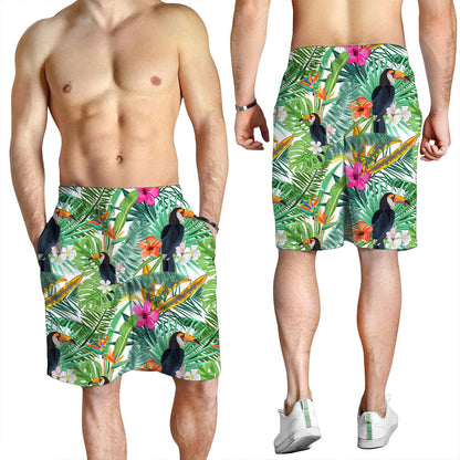 Short Hibiscus Flowers And Palm Leaves Men Short