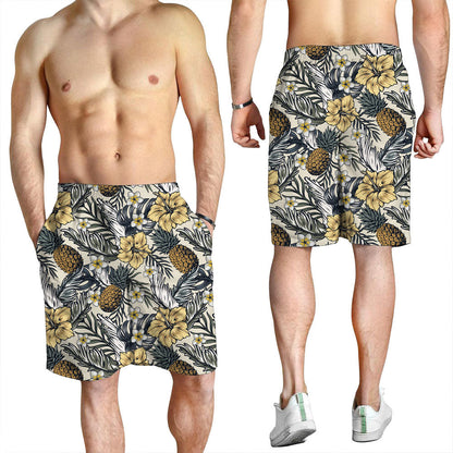 Short Pineapples Hibiscus And Frangipani Flowers Men Short