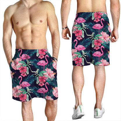 Short Pink Flamingos Tropical Flowers Men Short