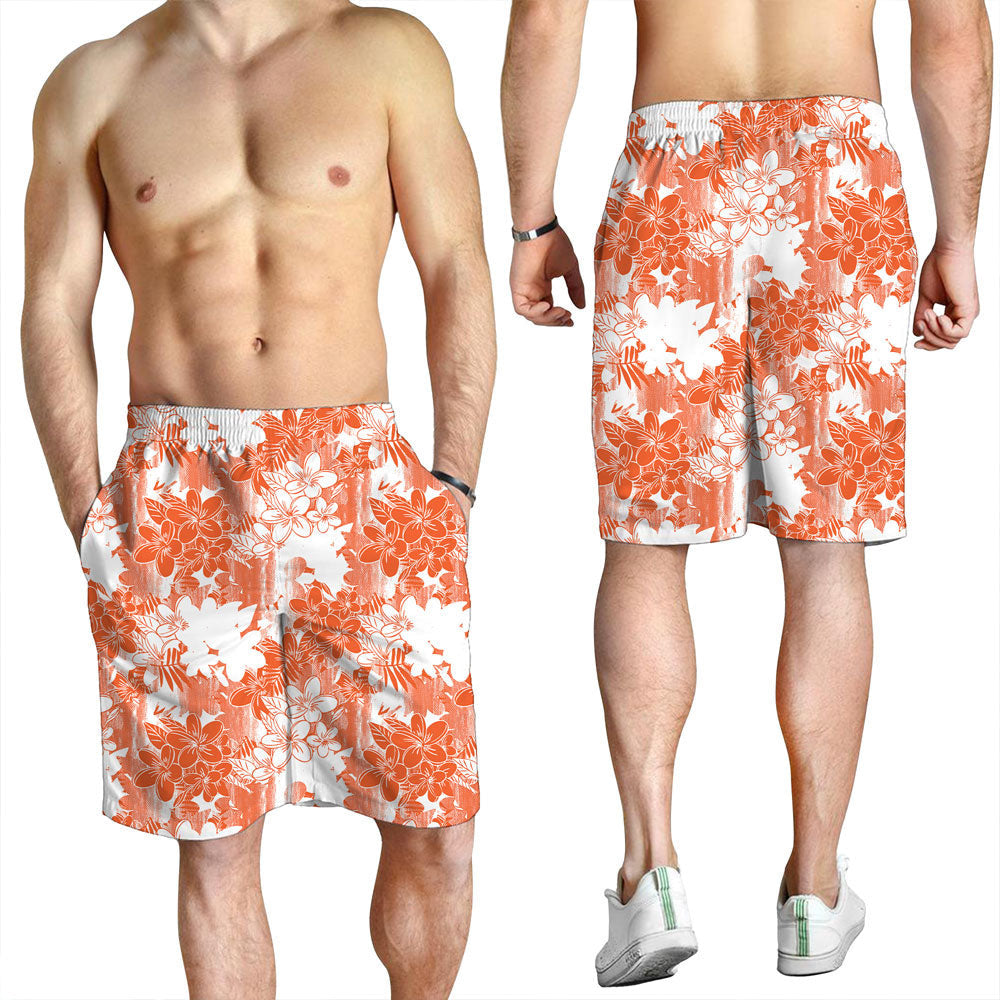 Short Abstract Floral Impression Cyan Men Short