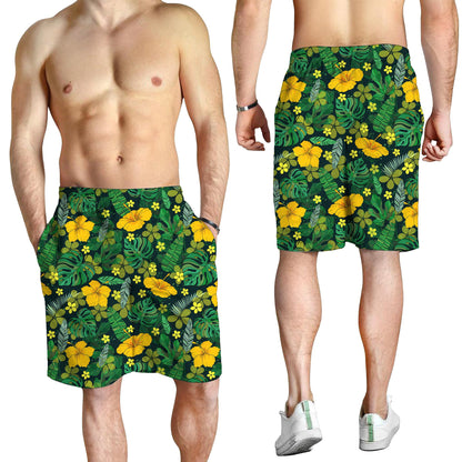 Short Yellow Flowers Palm Leaves Jungle Leaf Men Short