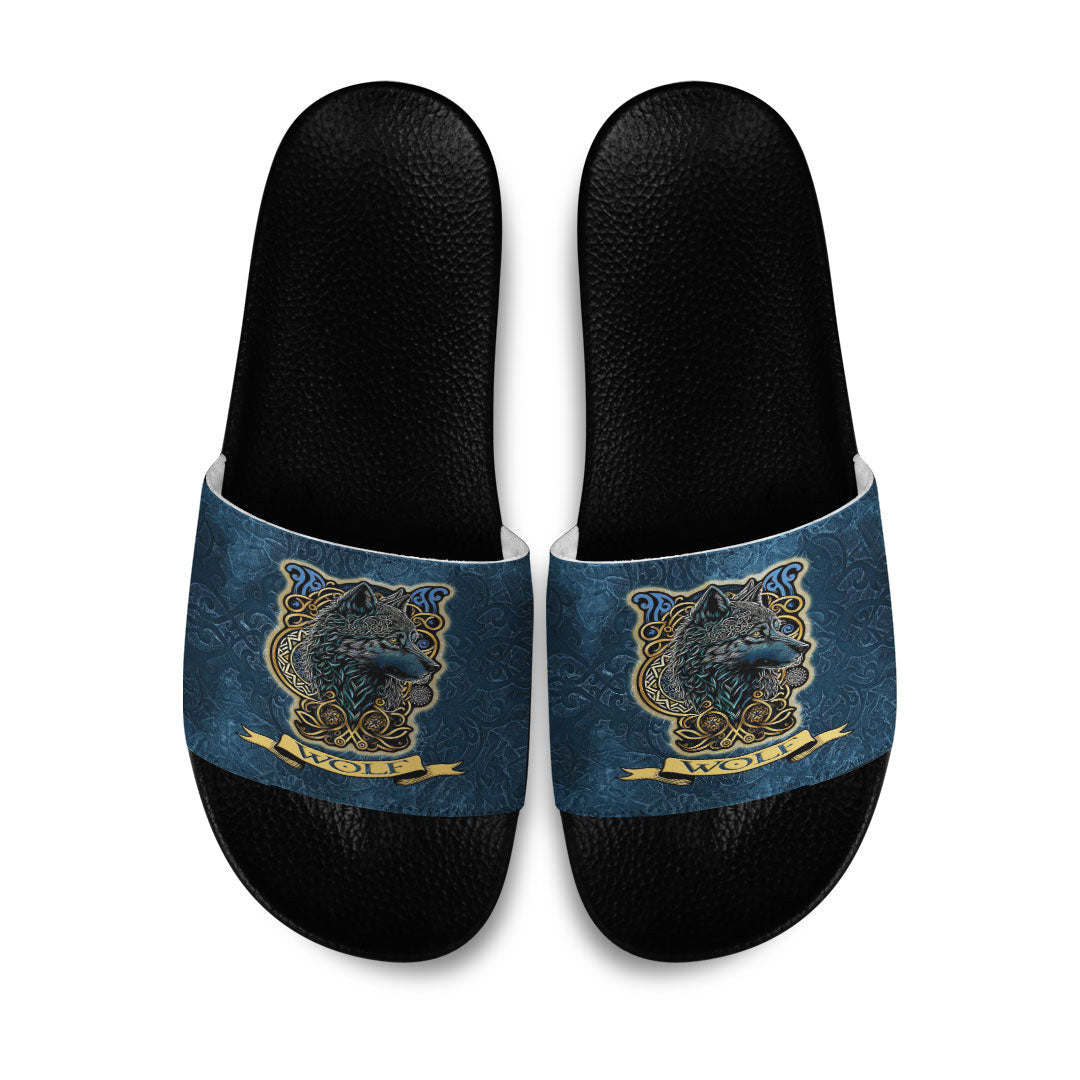 Slide Sandals Wolf Celtic Style Slide Sandals