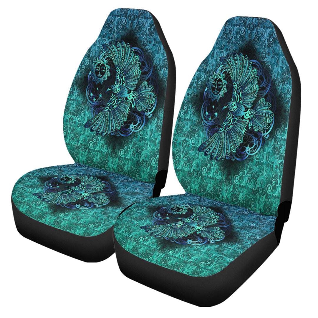 Car Seat Covers Odin'S Celtic Raven On The Background Yggdrasil Tree Cyan Celtic Tattoo Car Seat Covers