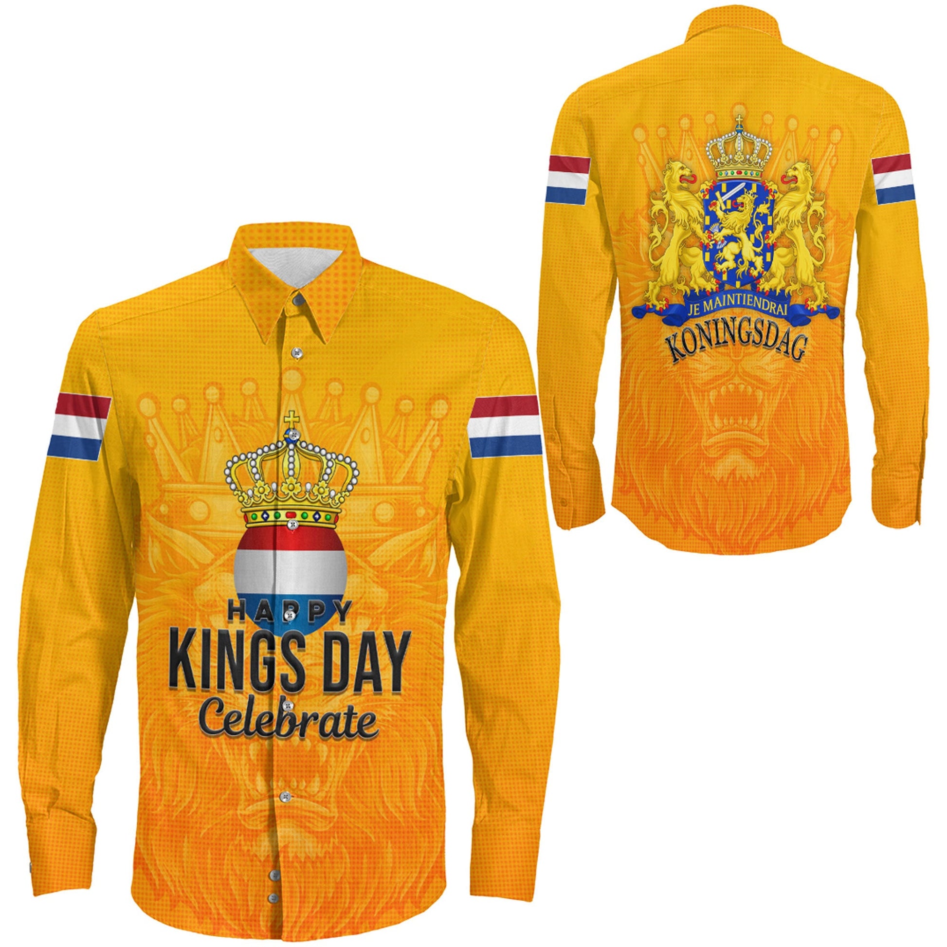 Clothing King Crown Koningsdag Long Sleeve Button Shirt