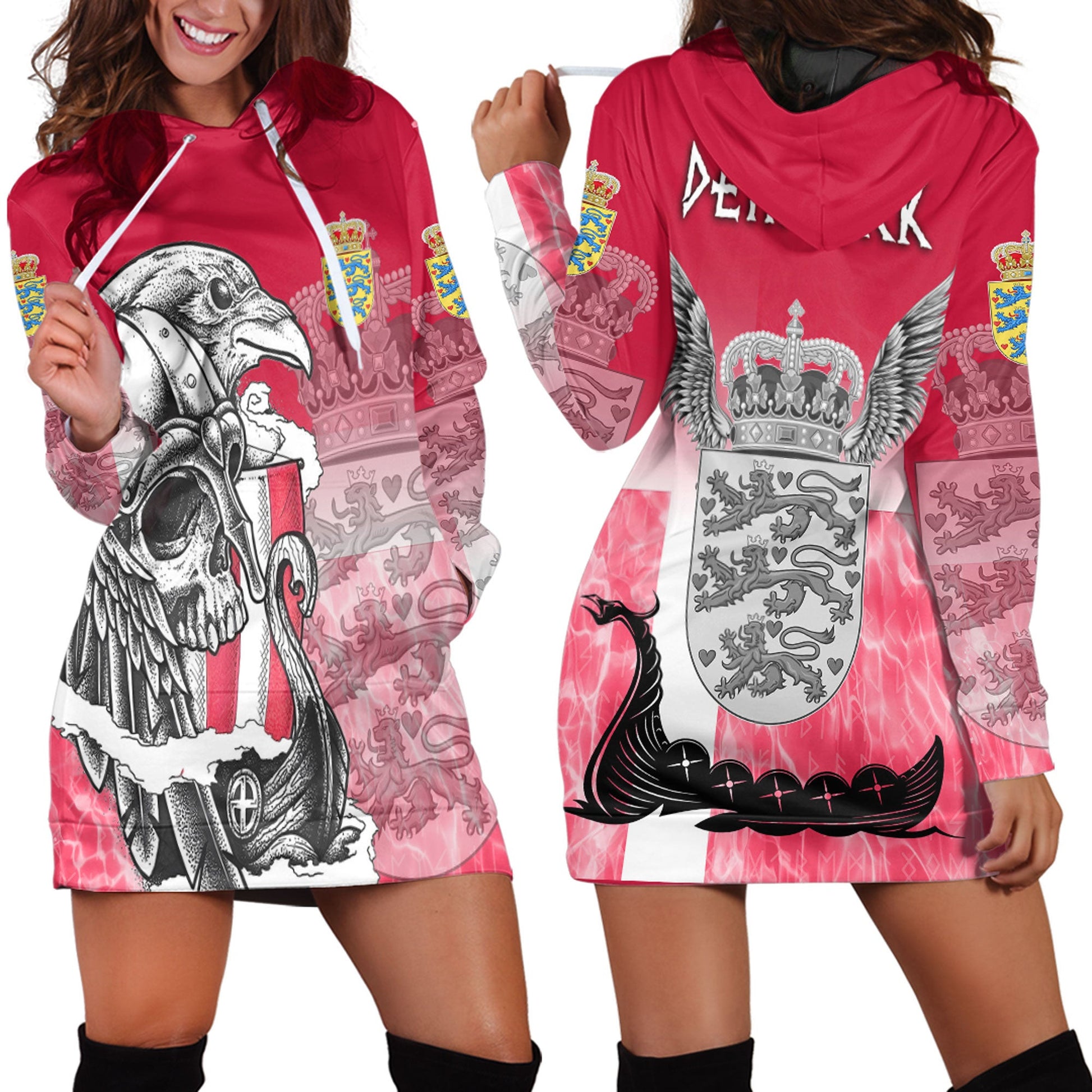 Clothing Denmark Raven Drakkar and Skull Hoodie Dress