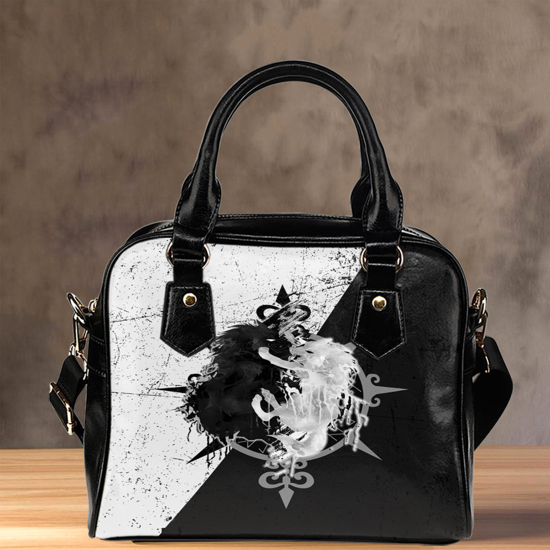Shoulder Handbag Skoll And Hati Fighter Black And White Shoulder Handbag