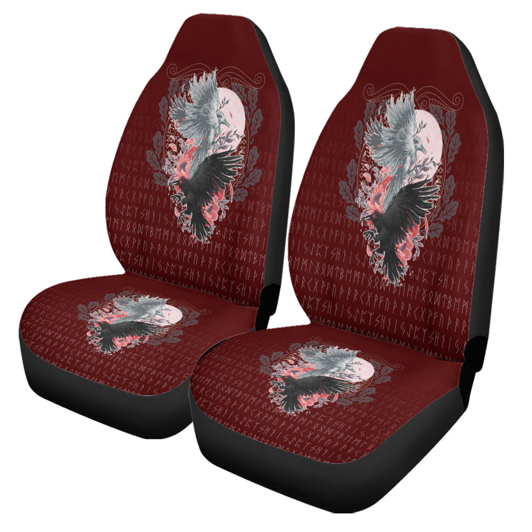 Car Seat Covers Raven Black And White Red Yggdrasil Car Seat Covers