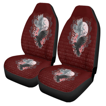 Car Seat Covers Raven Black And White Red Yggdrasil Car Seat Covers