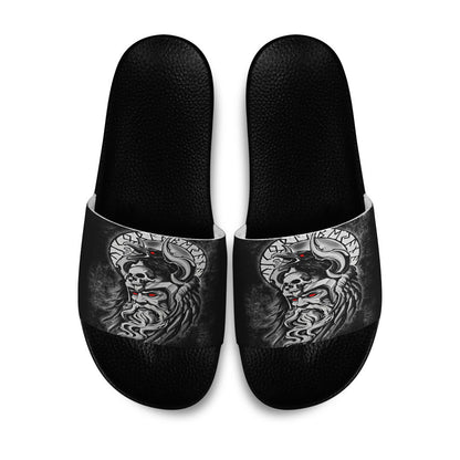 Slide Sandals Raven Of Odin Viking Skull Viking Slide Sandals